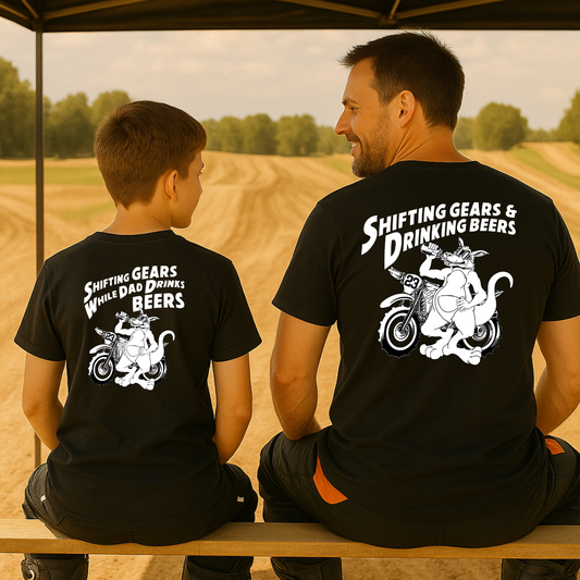SHIFTING GEARS WHILE DAD DRINKS BEERS MX TEE